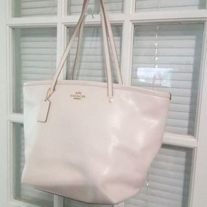 Authentic Coach Tote.  Color is chalk/off white. Pre loved condition.